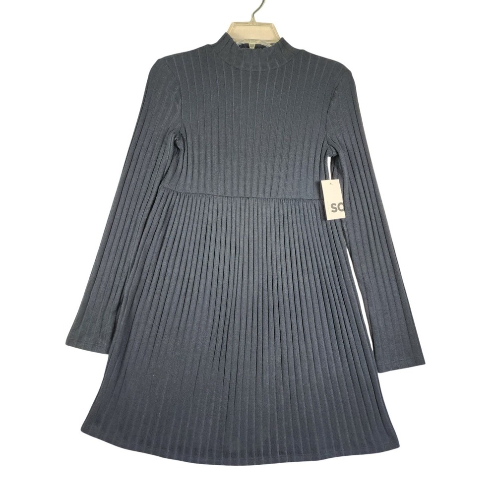 SO NWT Womens XS Sweater Dress Rib Knit Mock Neck Long Sleeve Black Capsule Chic